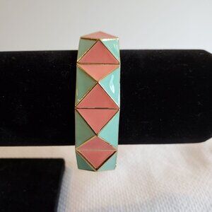 Vintage Enamel Bracelet Clamper Bangle Cloisonne Retro 1980's
